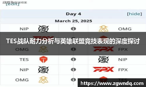 TES战队耐力分析与英雄联盟竞技表现的深度探讨